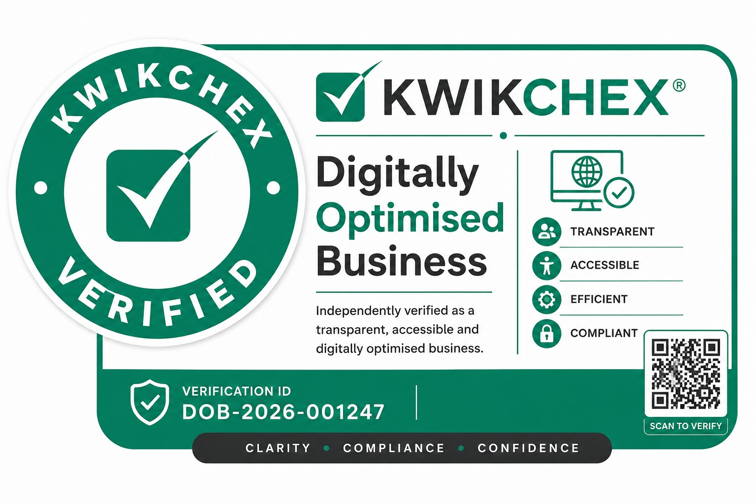 Kwikchex Digitally Optimised Business verification badge